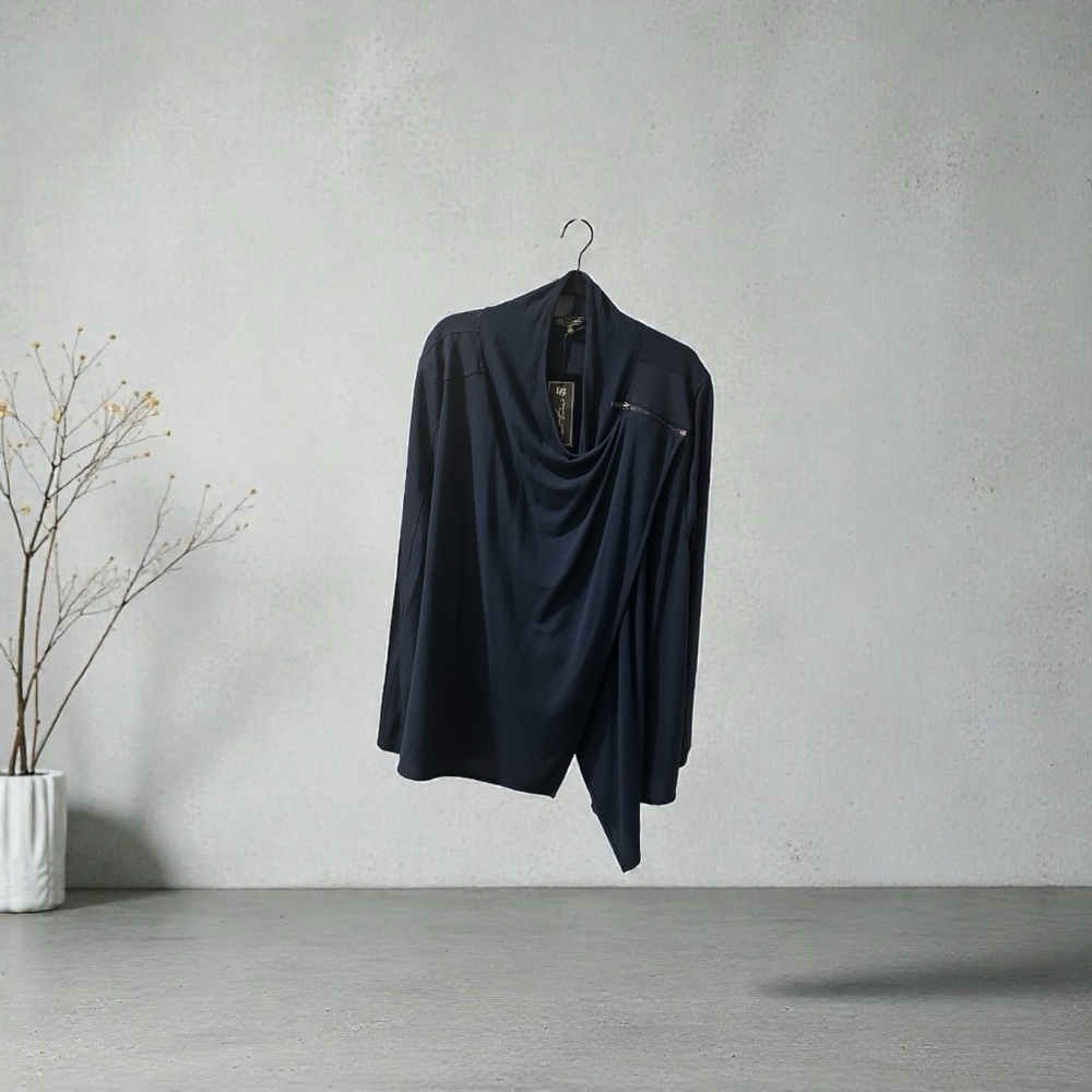 DG2 by Diane Gilman Ponte Knit  Easy Jacket Navy Blue XL